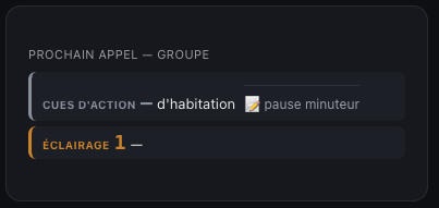 Vue prochain appel LetsGO